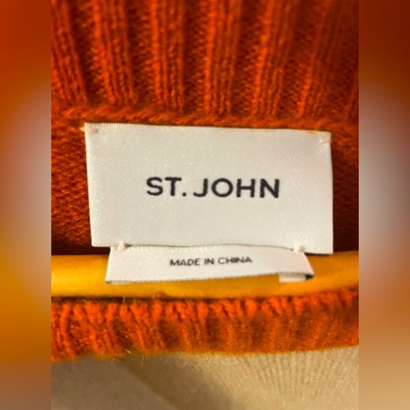 St. John Cashmere Colorblock Crewneck Sweater luxury fine cashmere mod geometric - Picture 5 of 10